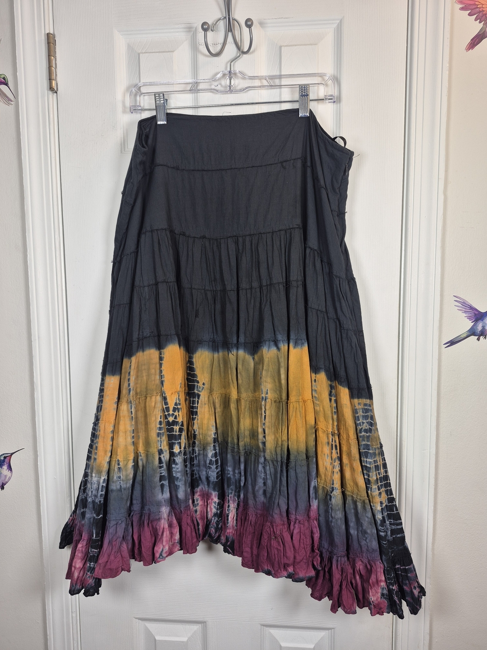 Mix Nouveau Tiered Tie Dye Maxi Skirt 20W Whimsigoth Boho Festival Midi